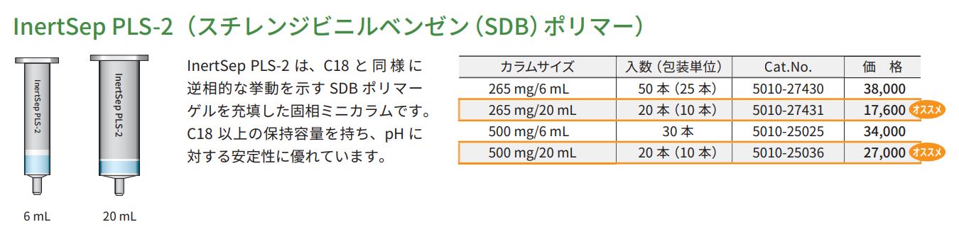 InterSep PLS-2（スチレンジビニルベンゼン（SDB）ポリマー）